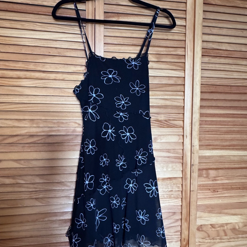 Black Floral Spaghetti Strap Dress